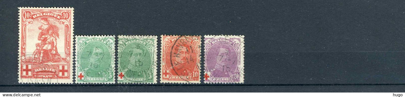 (B) Jaar 1914 Gestempeld (127-131) -10 - 1914-1915 Croix-Rouge