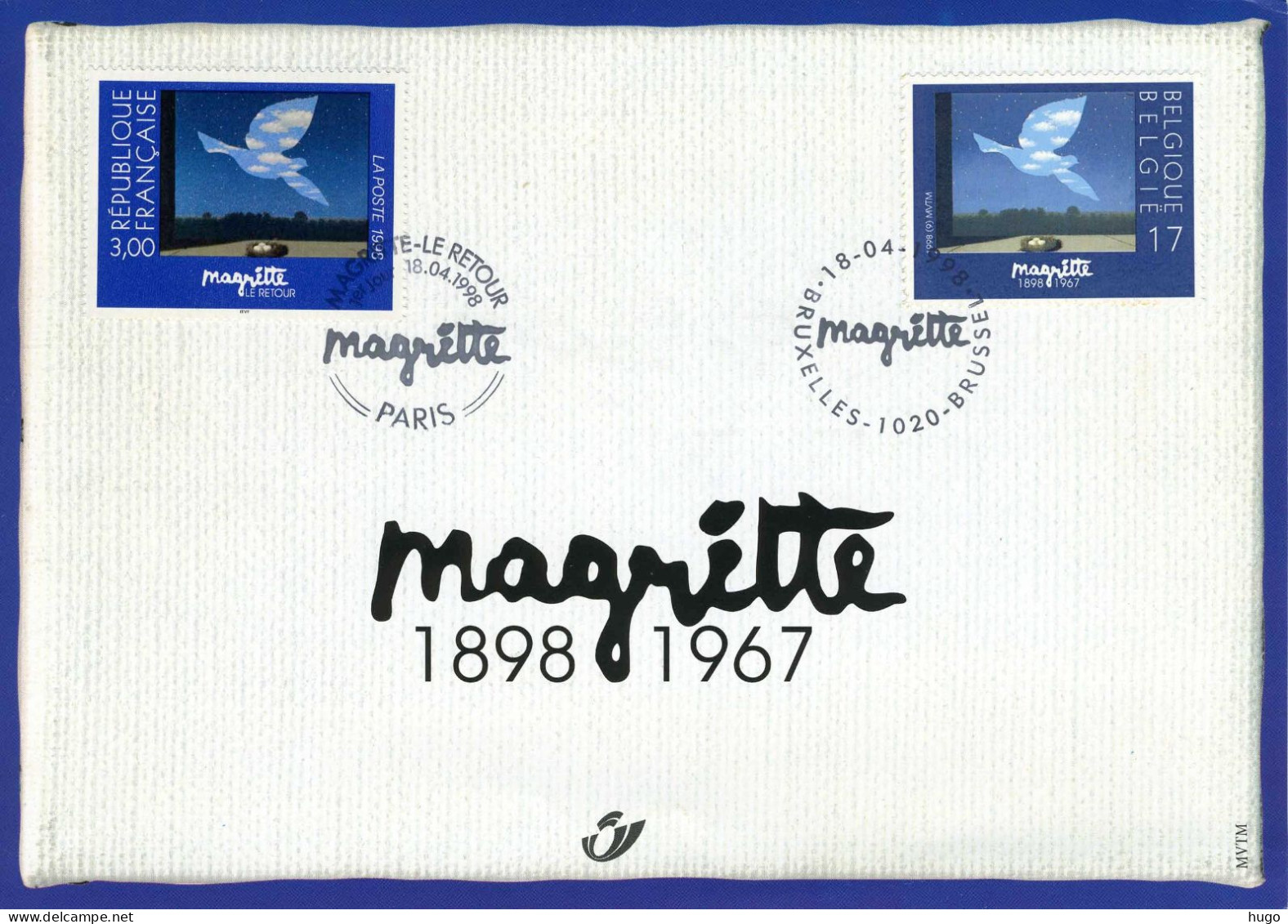 (B) Hommage Aan René Magritte 2755 HK - 1998 - Souvenir Cards - Joint Issues [HK]