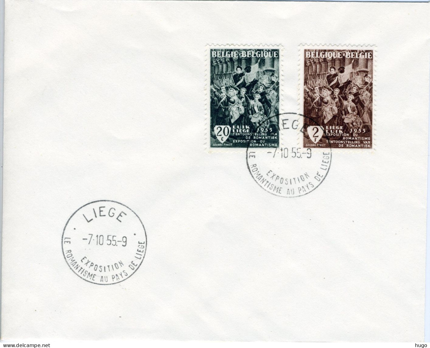 (B) FDC Envelop 1955  971/972 - Tentoonstelling Van De Romantiek - Brieven En Documenten