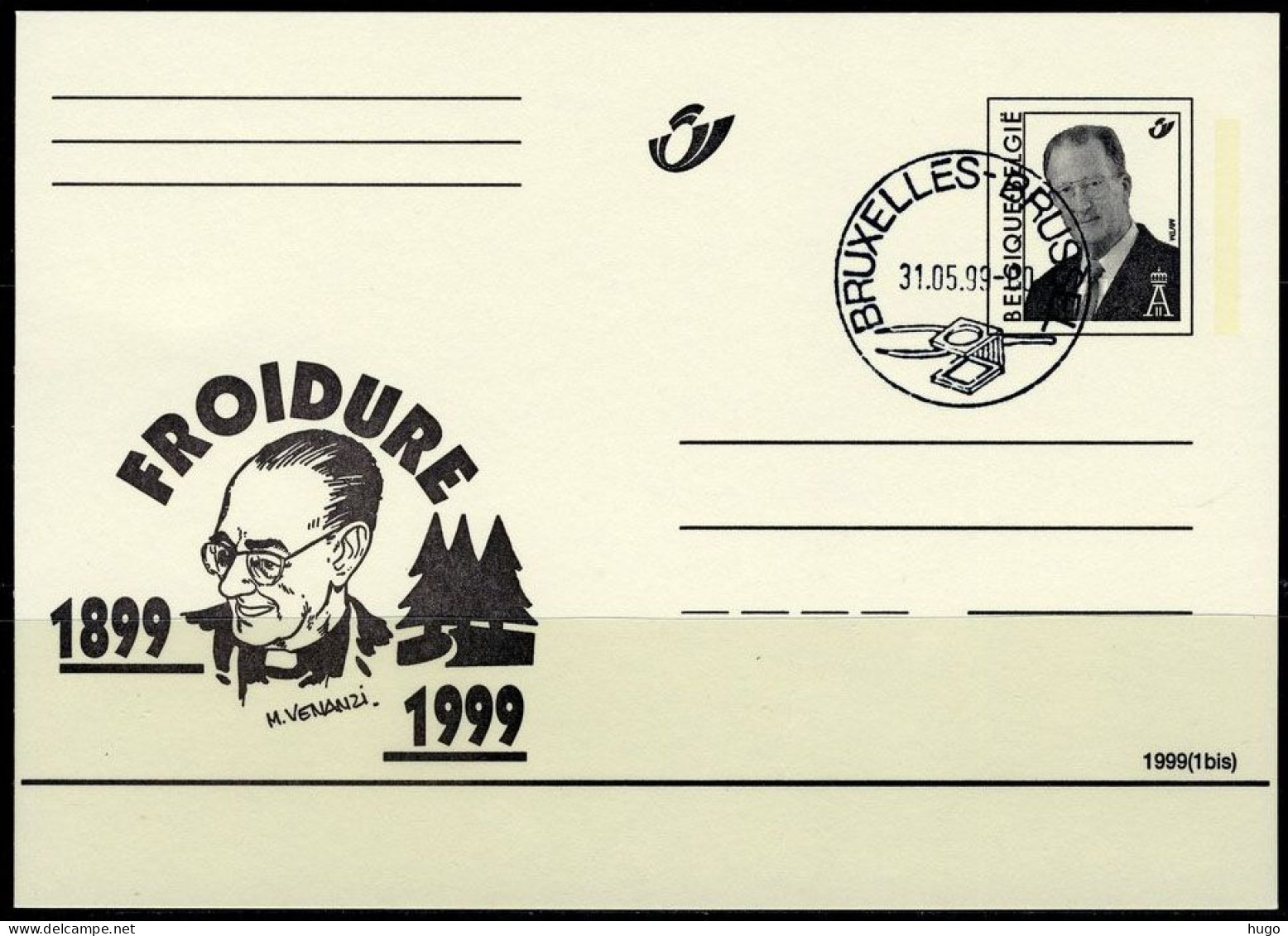 (B) België Briefkaart FDC  1999(1bis) - FROIDURE 1899-199 - Cartes Postales Illustrées (1971-2014) [BK]