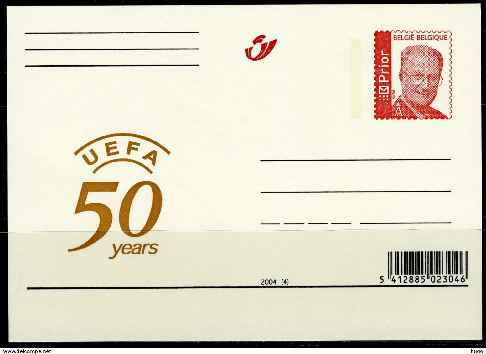(B) België Briefkaart  2004(4) - UEFA 50 Years - Cartes Postales Illustrées (1971-2014) [BK]