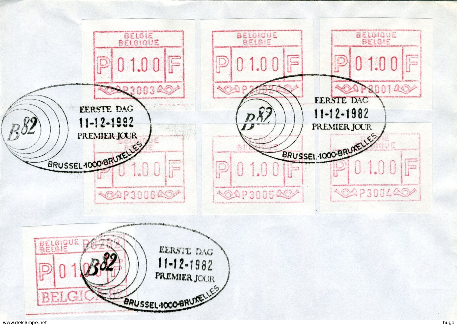 (B) ATM1/6A FDC Envelop 1982 - Set 1 BEF - Autres & Non Classés