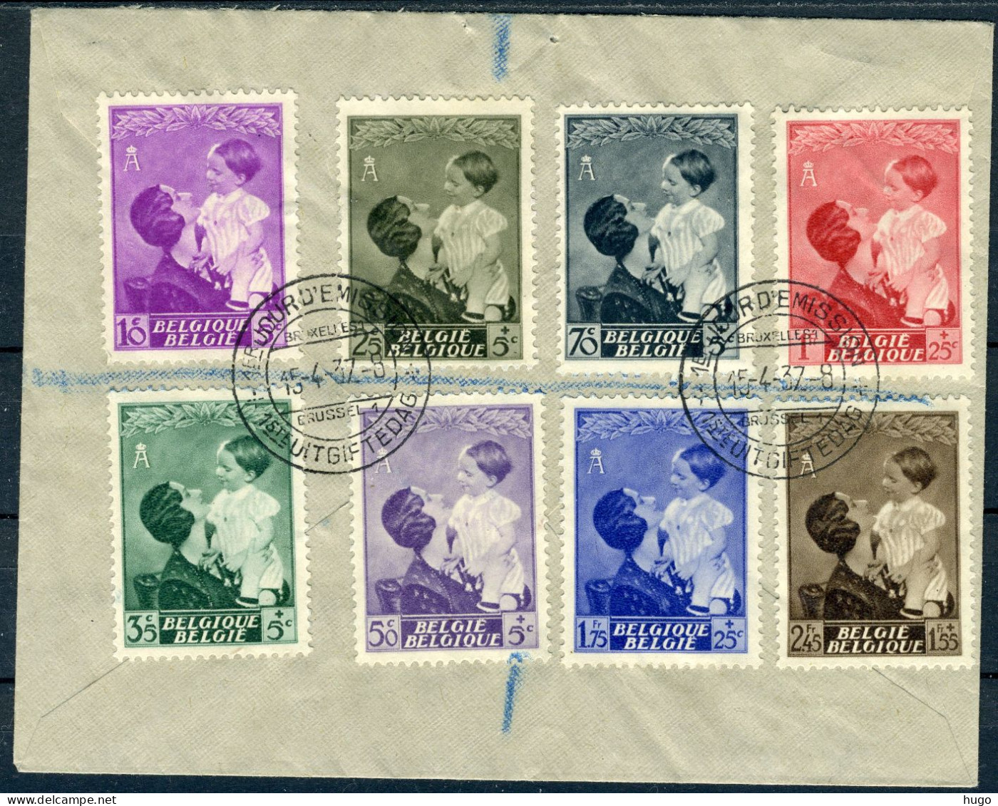 (B) 447/454 Gestempeld 1937 - H.M. Koningin Astrid En Prins Boudewijn - Oblitérés