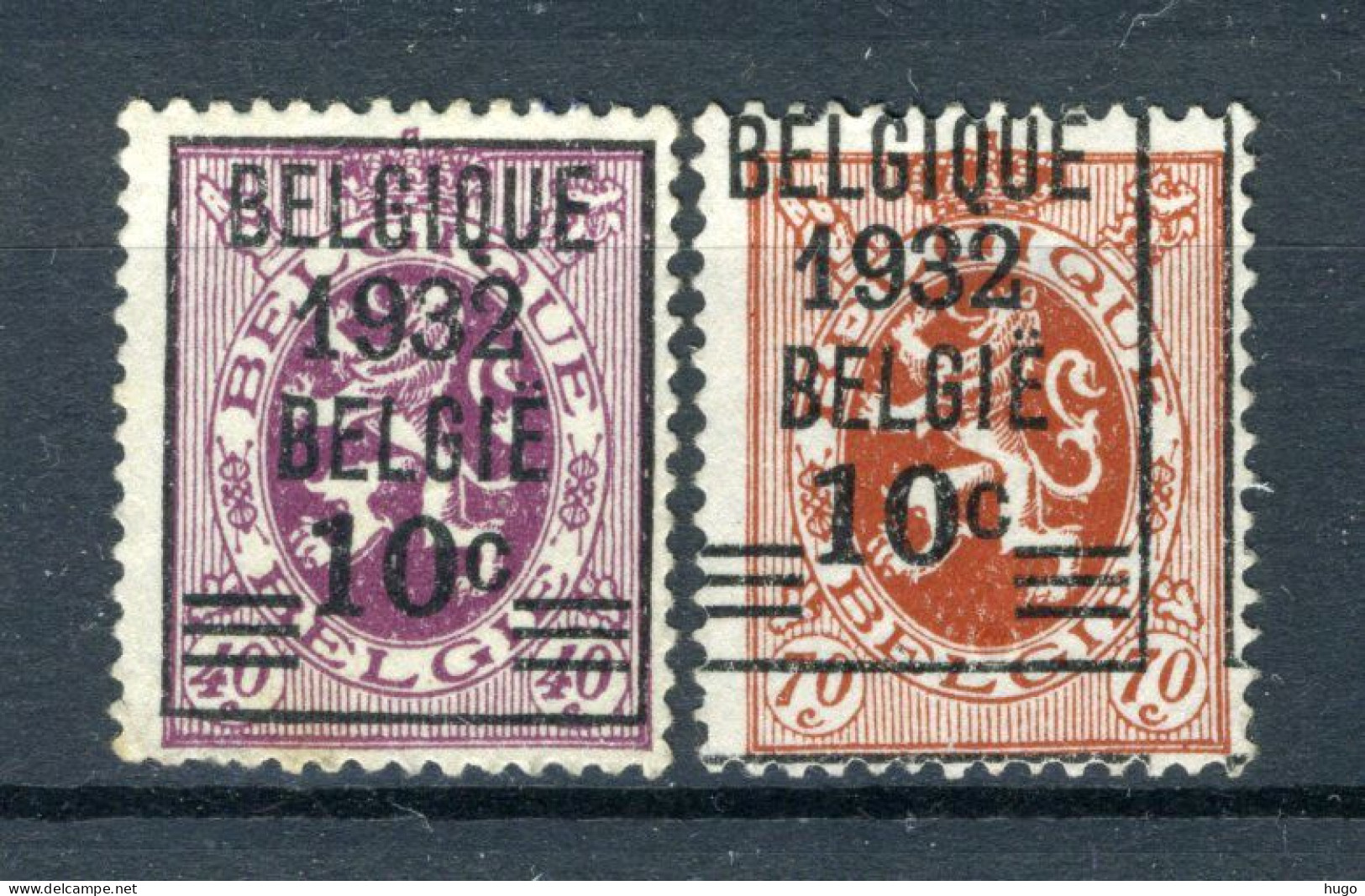 (B) 333/334 (x) Zonder Gom 1932 - Heraldieke Leeuw - 6 - 1929-1937 Heraldieke Leeuw