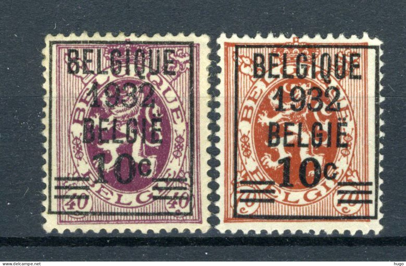 (B) 333/334 (x) Zonder Gom 1932 - Heraldieke Leeuw - 4 - 1929-1937 Heraldieke Leeuw