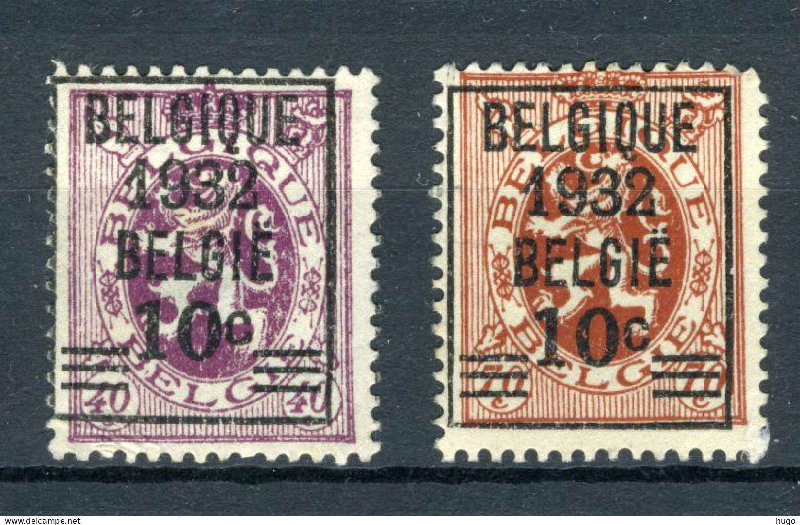 (B) 333/334 (x) Zonder Gom 1932 - Heraldieke Leeuw - 1929-1937 Heraldieke Leeuw