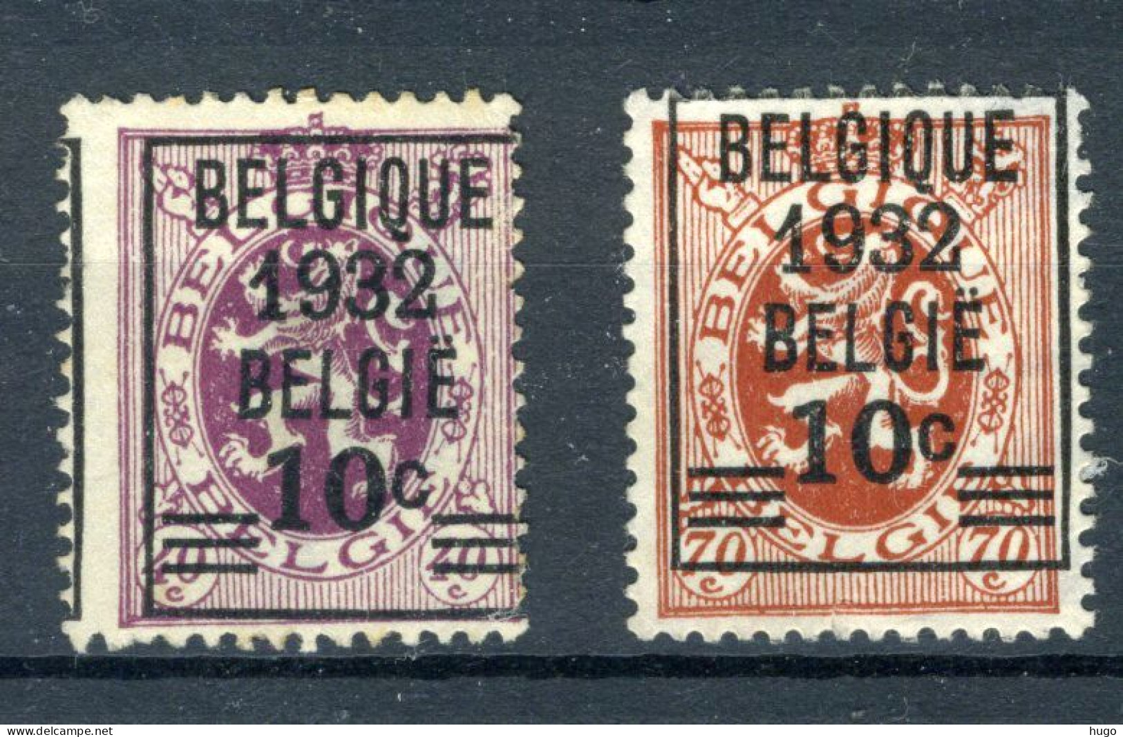 (B) 333/334 (x) Zonder Gom 1932 - Heraldieke Leeuw - 1 - 1929-1937 Heraldieke Leeuw