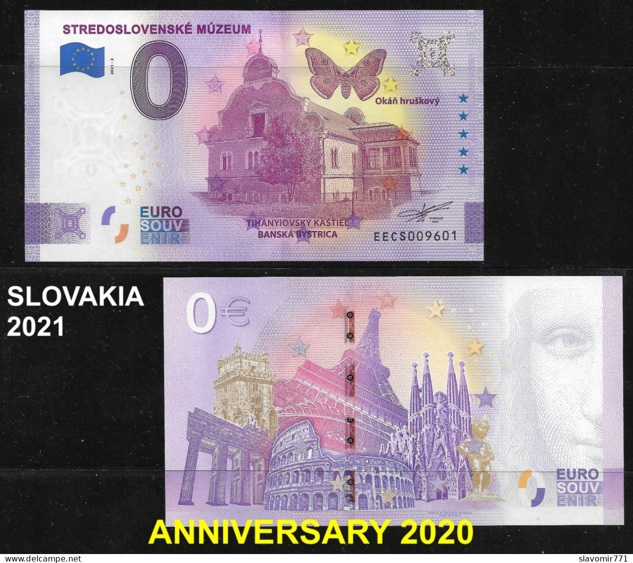 UNC 0 Euro Billet / Euro-Schein Souvenir Slovaquie / Slowakei / Slovakia 2021 - STREDOSLOVENSKÉ MÚZEUM ANNIVERSARY 2020 - Essais Privés / Non-officiels