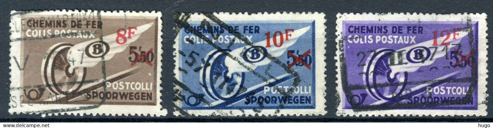 (B) TR291/293 Gestempeld 1946 - Gevleugeld Wiel Met Rode Opdruk - 1 - Oblitérés