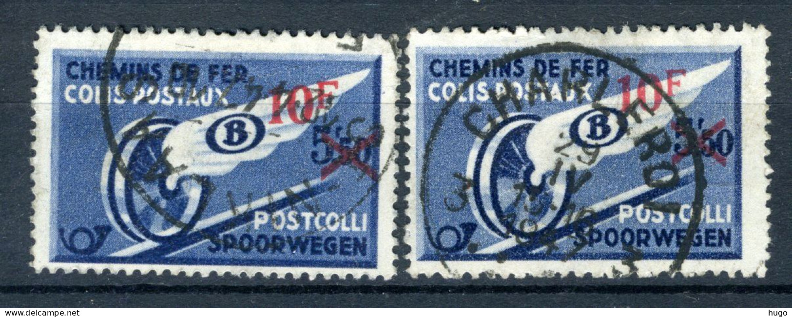 (B) TR292 Gestempeld 1946 - Gevleugeld Wiel Met Rode Opdruk (2 Stuks) - Oblitérés