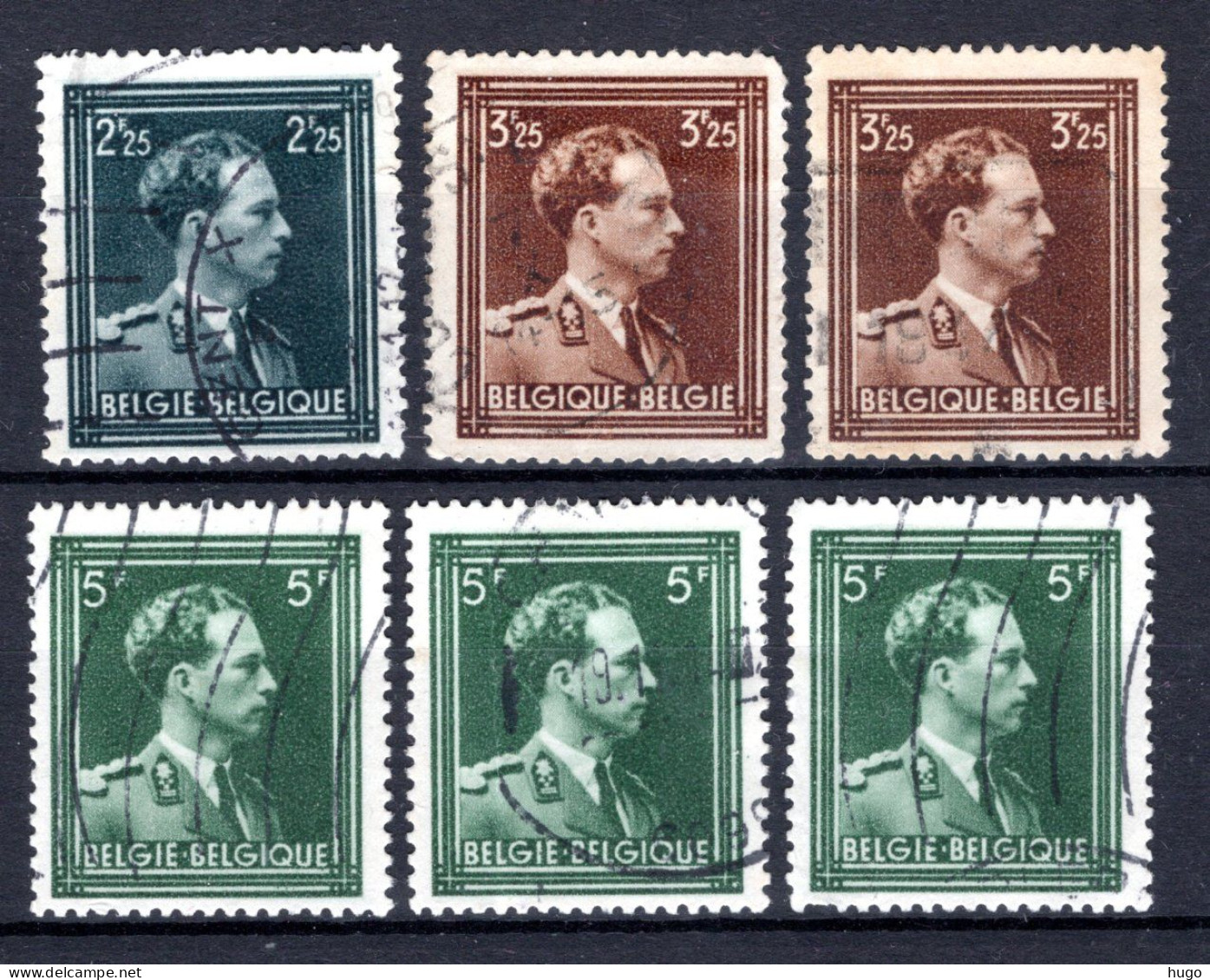 644/646° Gestempeld 1943 - Z.M. Koning Leopold 3 - Oblitérés