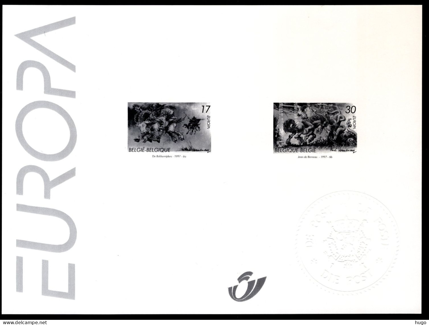 Zwart Wit Velletje 1997 - Europa Verhalen En Legenden 2693/2694 -2 - B&W Sheetlets, Courtesu Of The Post  [ZN & GC]