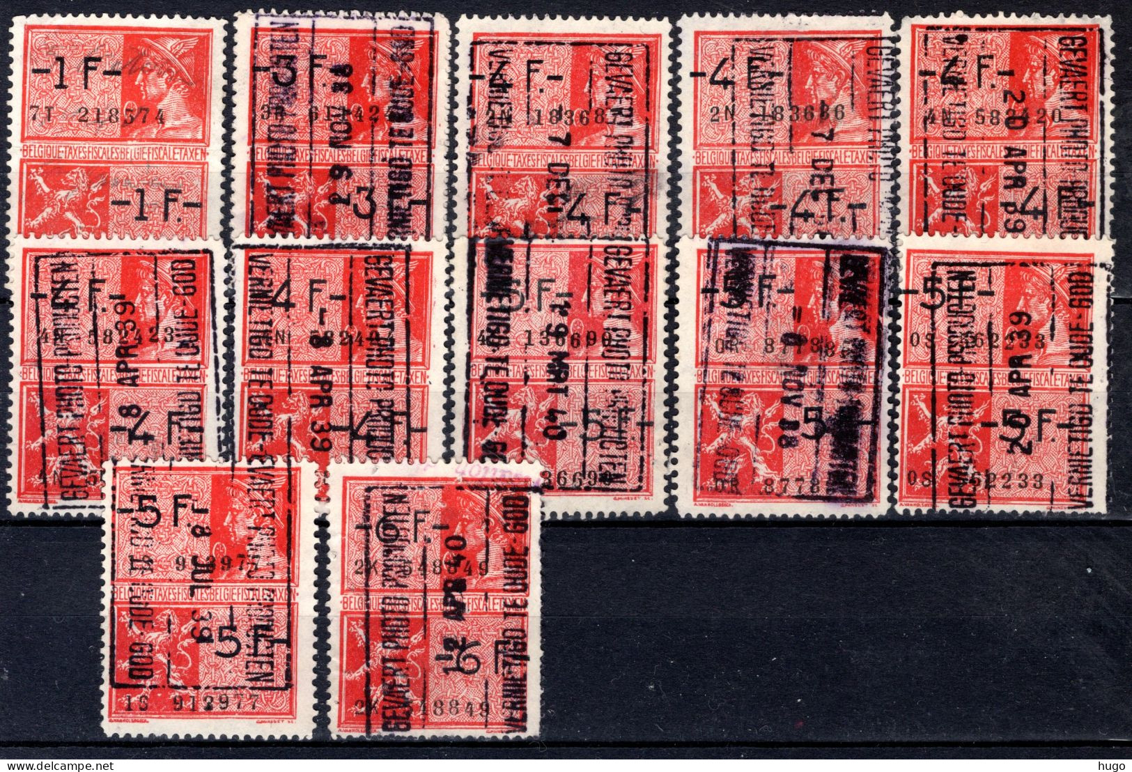 Fiscale Zegel 1936 - 1-3-4-5-6 Fr - Timbres