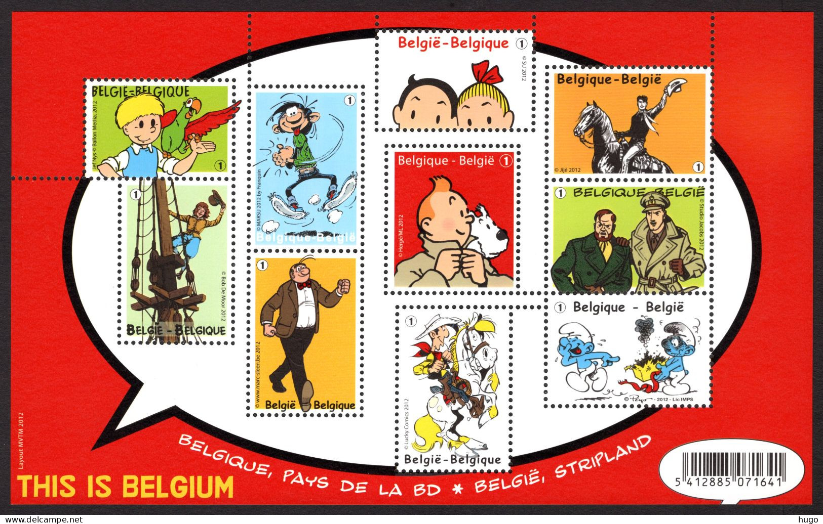 BL201 MNH 2012 - This Is Belgium Stripverhalen - 1961-2001