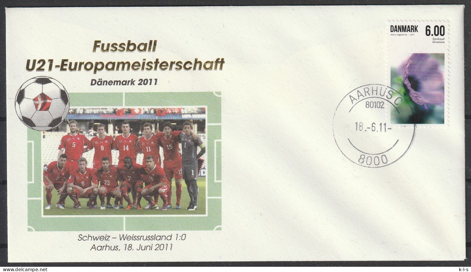 Dänemark: 2011,  Blanko- Sonderumschlag In EF Zur Fussball U21- Europameisterschaft / Schweiz-Weissrussland / AARHUS - UEFA European Championship