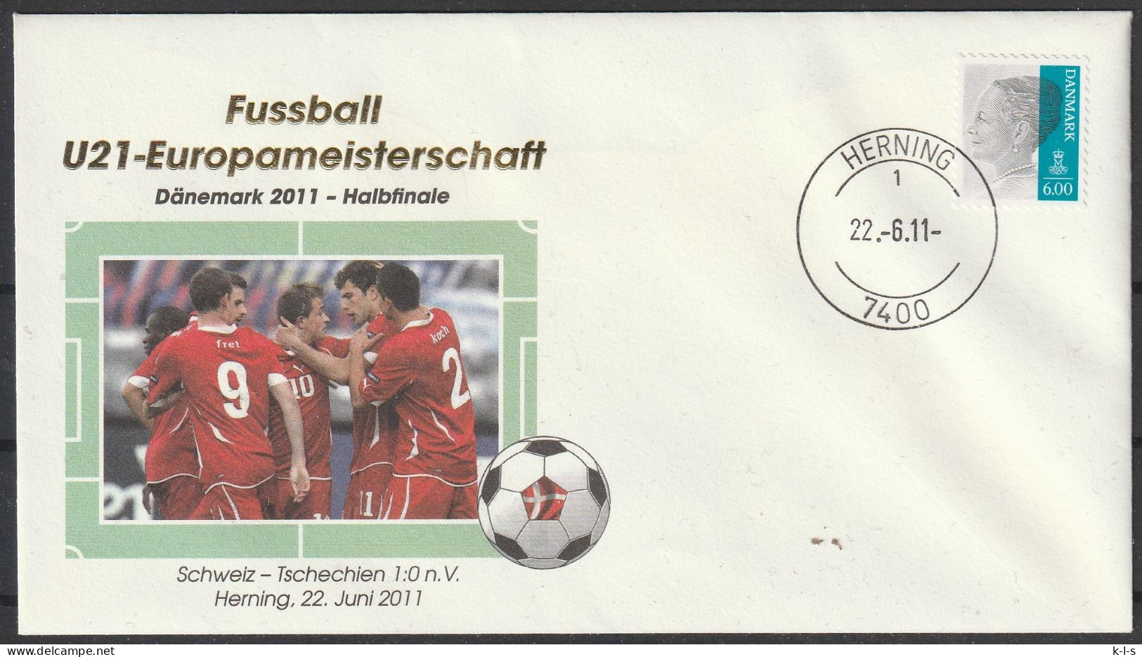 Dänemark: 2011,  Blanko- Sonderumschlag In EF Zur Fussball U21- Europameisterschaft / Schweiz-Tschechien / HERNING - UEFA European Championship