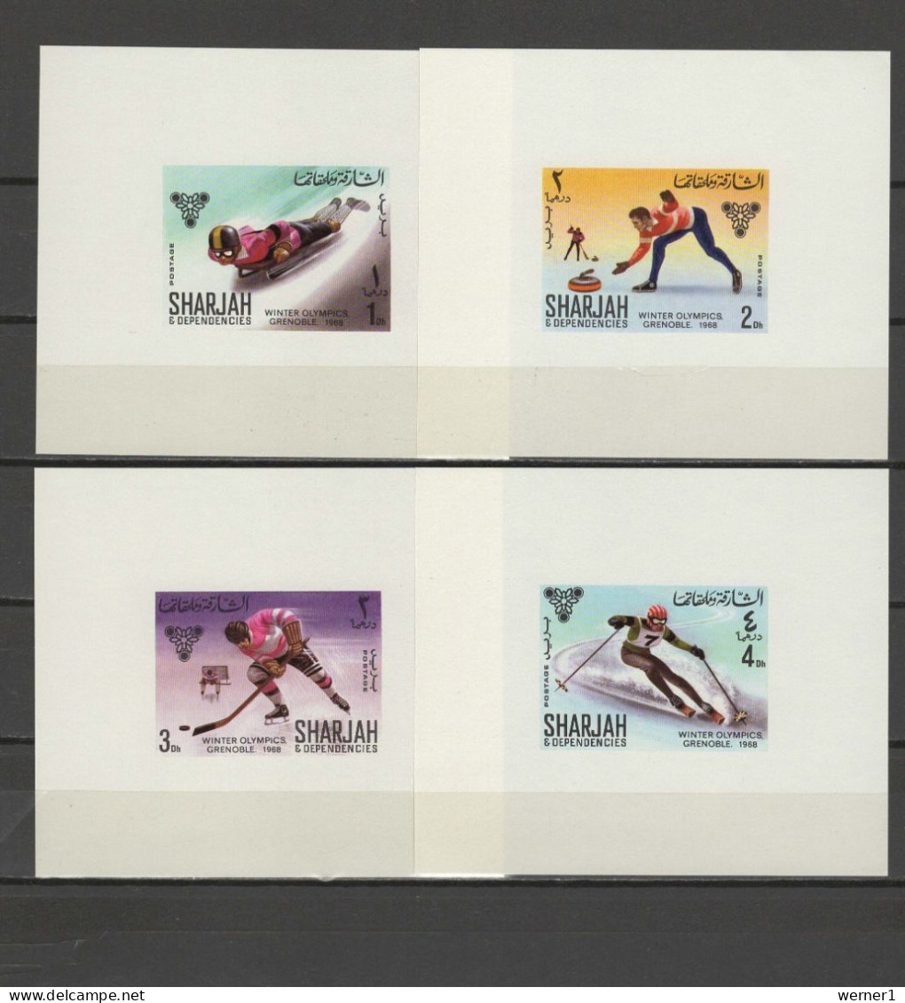 Sharjah 1968 Olympic Games Grenoble Set Of 8 S/s Imperf. MNH - Winter 1968: Grenoble