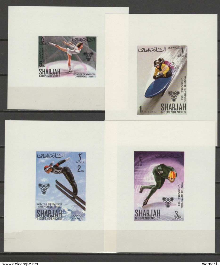 Sharjah 1968 Olympic Games Grenoble Set Of 8 S/s Imperf. MNH - Winter 1968: Grenoble