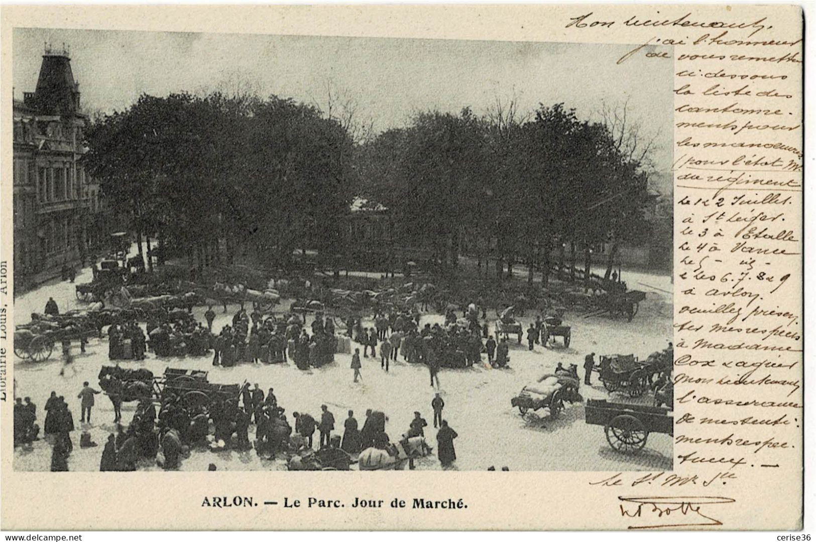 Arlon Le Parc Jour Du Marché Circulée En 1903 - Arlon