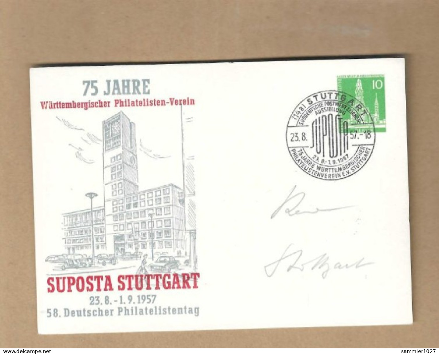 Los Vom 20.05 -  Ganzsaxhe-Postkarte Aus Stuttgart 1957 - Lettres & Documents