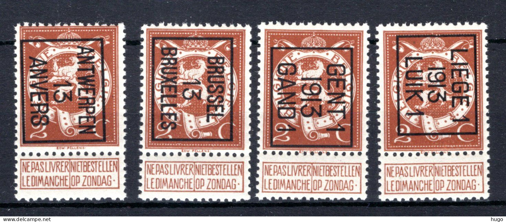 PRE040B/043B MNH** 1913 - Typo Precancels 1912-14 (Lion)