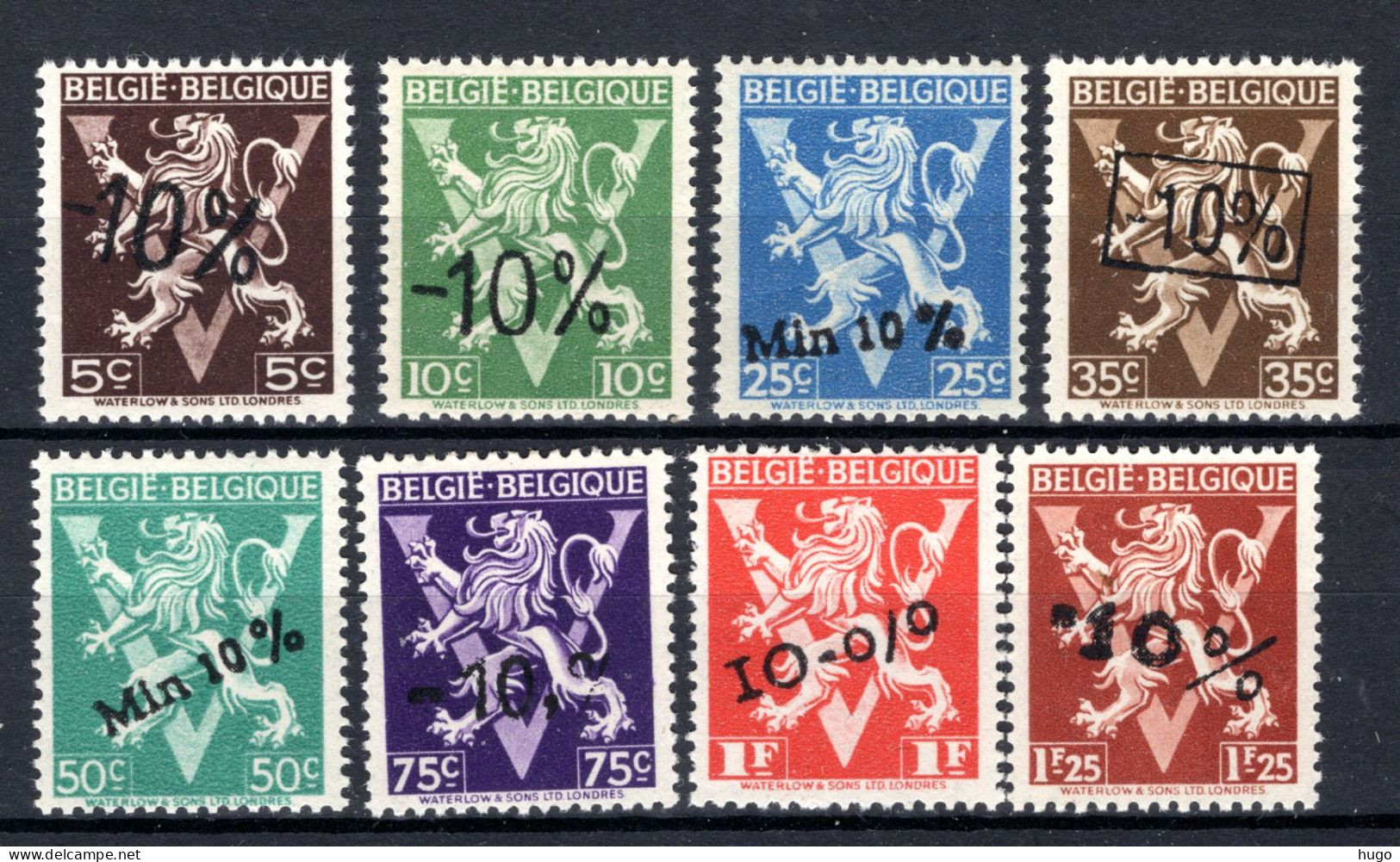 724oo/724vv MNH** 1946 - Heraldieke Leeuw België - Belgique  - 1946 -10 %