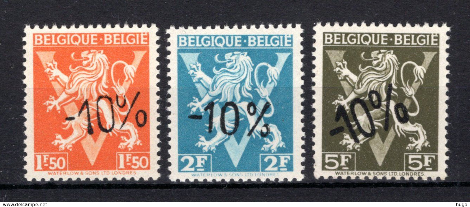 724G/724I MNH** 1946 - Heraldieke Leeuw Belgique - België - 1946 -10%