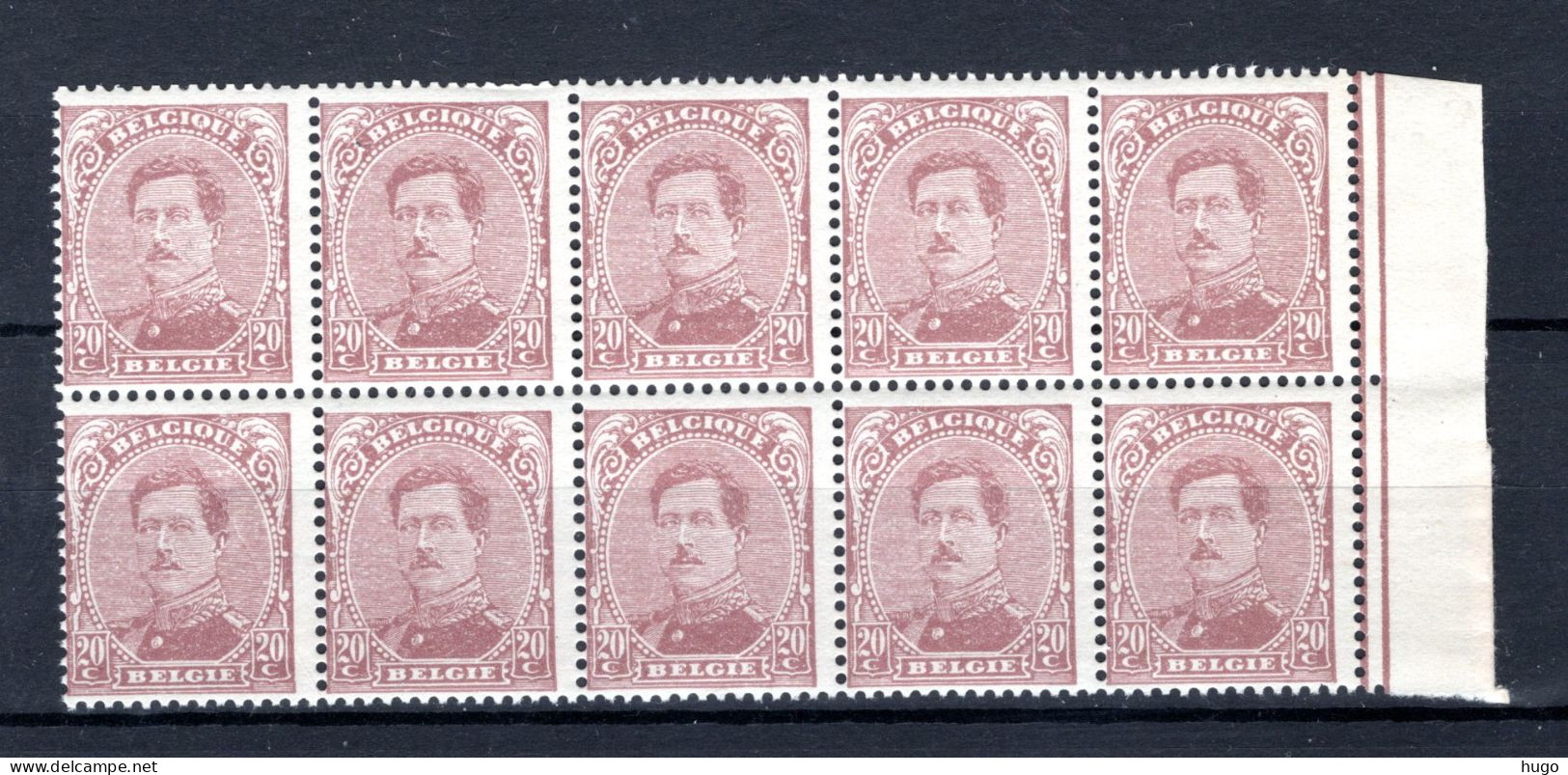 140C MNH 1922 - TYPE IV Z.M. Koning Albert 1 10 Stuks - 2 - 1915-1920 Alberto I