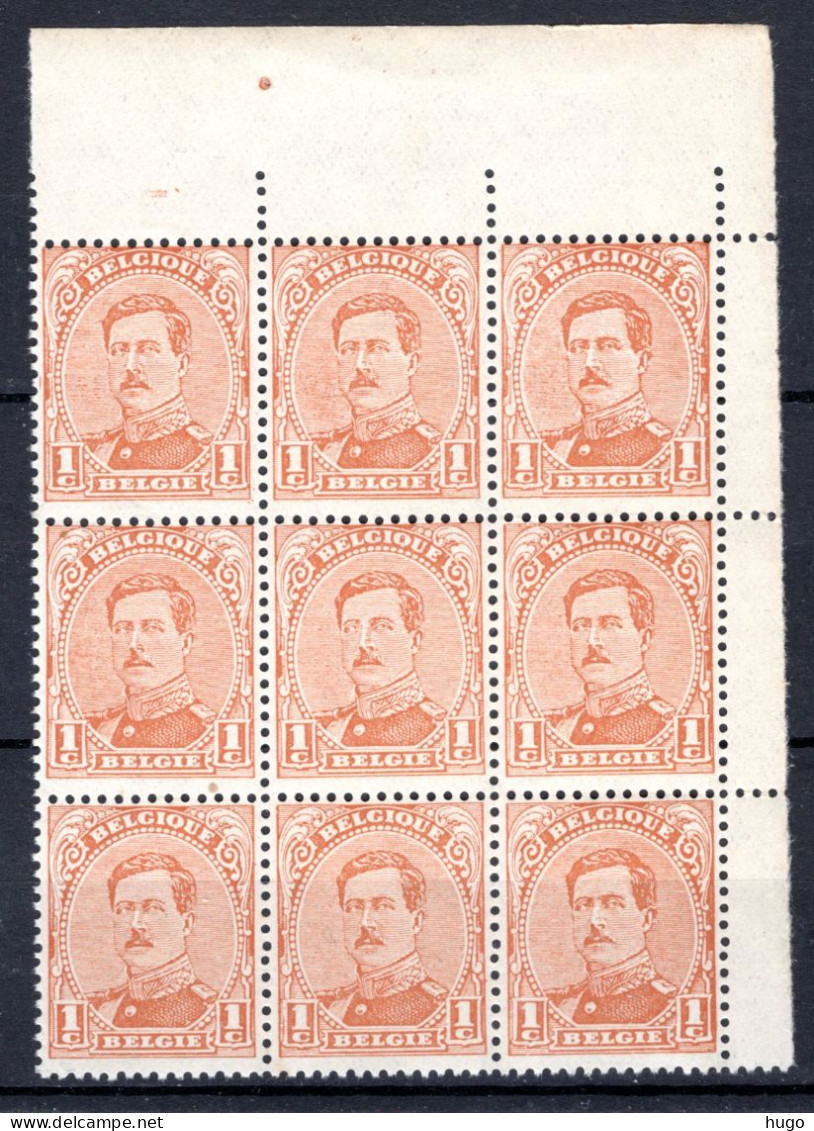 135A MNH 1919 -  Type II Z.M. Koning Albert 1 (9 Stuks)-2 - 1915-1920 Alberto I