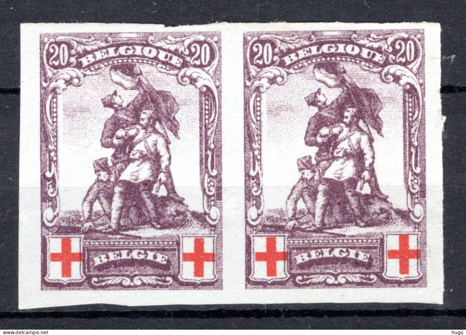 128 (*) PROOF Ongetand 1914 20 C -3 - 1914-1915 Croix-Rouge