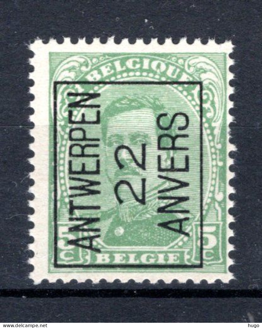 PRE59A-IV MNH** 1922 - ANTWERPEN 22 ANVERS  - Typo Precancels 1922-26 (Albert I)