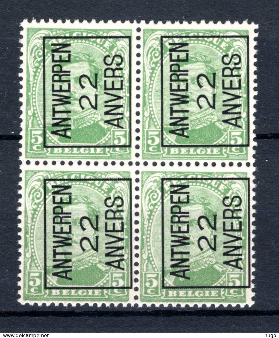 PRE59A MNH** 1922 - ANTWERPEN 22 ANVERS (4 Stuks)  - Typos 1922-26 (Albert I)