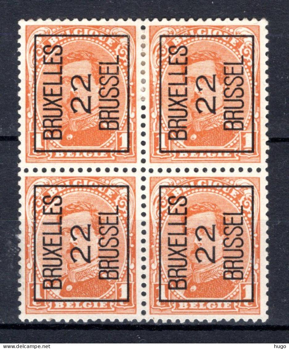 PRE55A MH* 1922 - BRUXELLES 22 BRUSSEL (4 Stuks)   - Typos 1922-26 (Albert I)