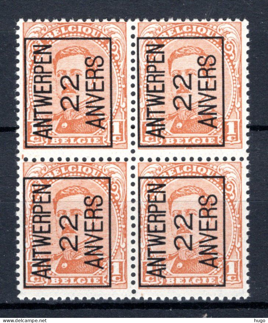 PRE54A-II MNH** 1922 - ANTWERPEN 22 ANVERS (4stuks) - Typos 1922-26 (Albert I)