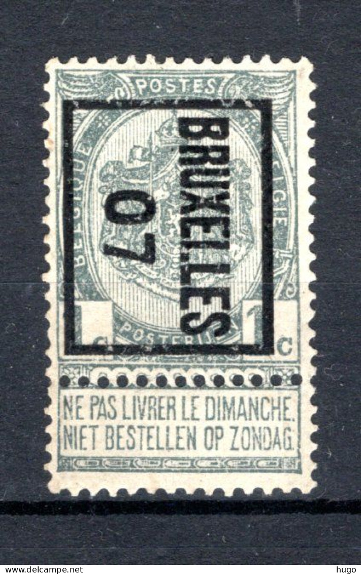 PRE3B MH* 1907 - BRUXELLES 07 - Typos 1906-12 (Armoiries)