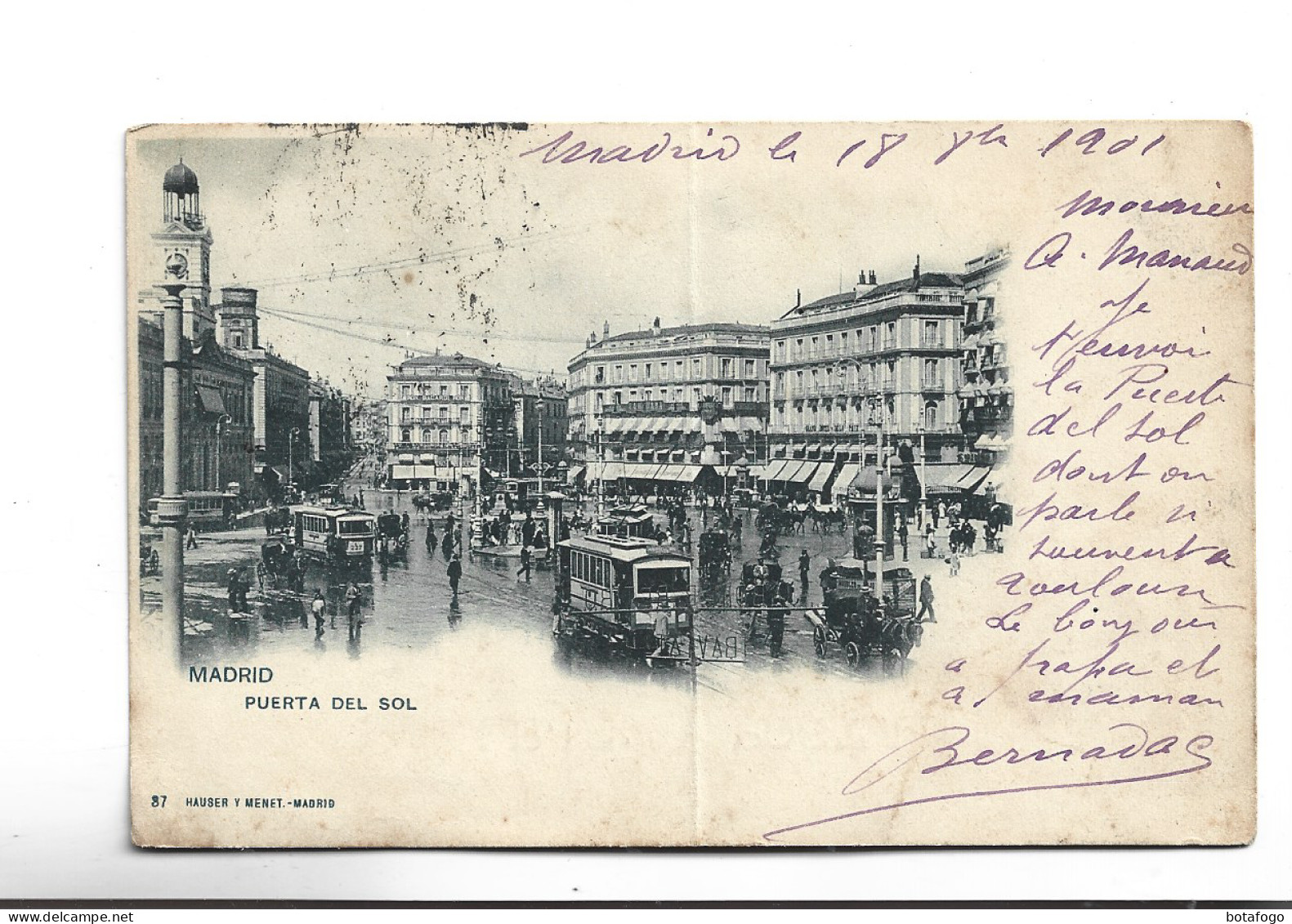 CPA MADRID PUERTA DEL SOL  En 1901!  (voir Timbre) - Madrid