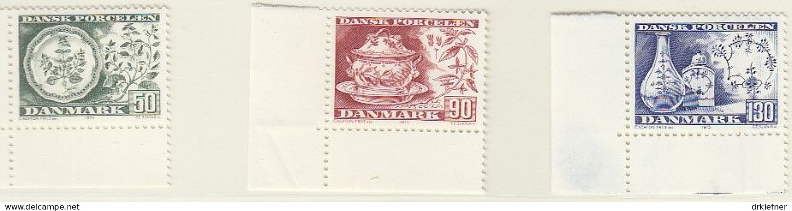 DÄNEMARK  589-591, Postfrisch **, Dänisches Porzellan, 1975 - Ungebraucht