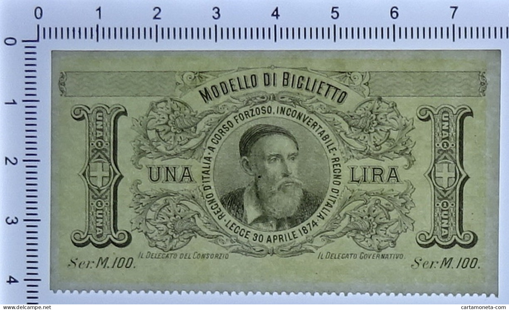 1 LIRA SPECIMEN BRADBURY WILKINSON BIGLIETTO CONSORZIALE 30/04/1874 QFDS - Other & Unclassified