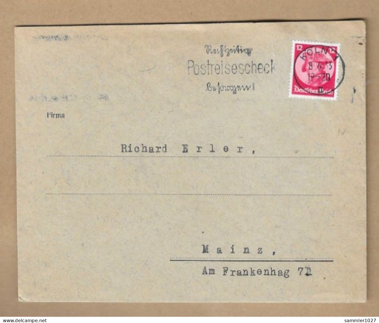 Los Vom 20.05 - Briefumschlag Aus Köln 1933  Sondermarke - Briefe U. Dokumente