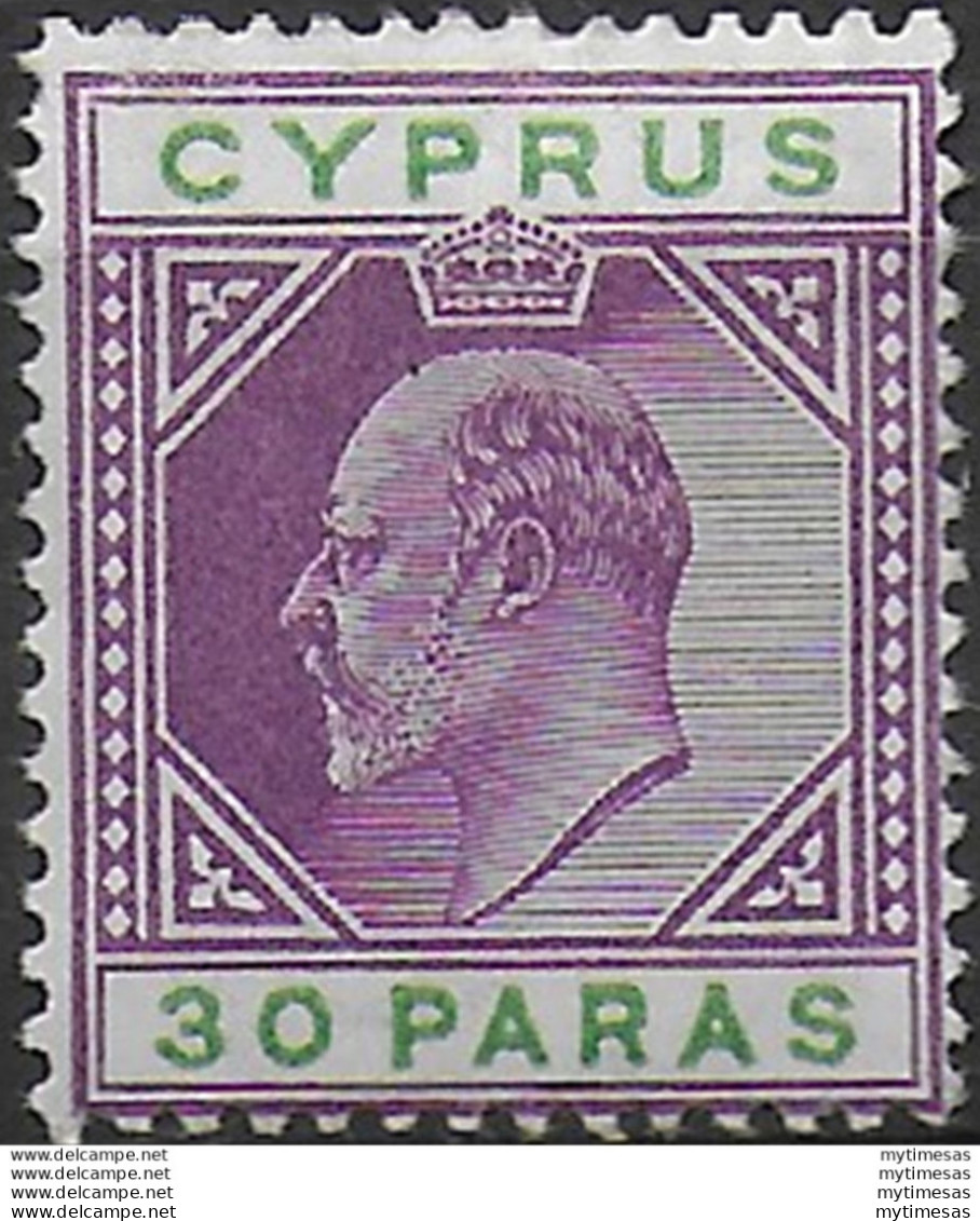 1910 Cipro Edward VII 30pa. Violet And Green MH SG N. 63a - Autres & Non Classés