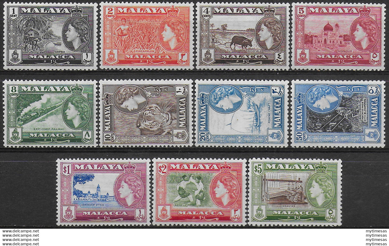 1957 Malacca Elizabeth II 11v. MNH SG N. 39/49 - Other & Unclassified