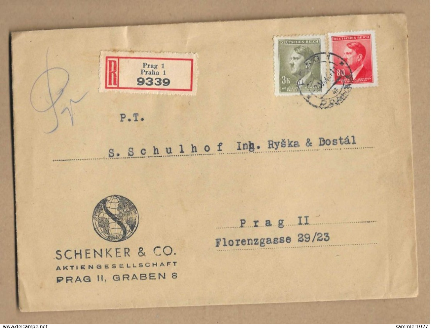 Los Vom 20.05 -  Briefumschlag Aus Prag 1944 - Occupation 1938-45