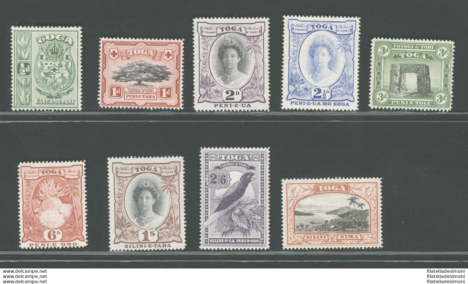 1942-49 TONGA - Stanley Gibbons N. 74-82 - Serie Di 9 Valori - MLH* - Autres & Non Classés