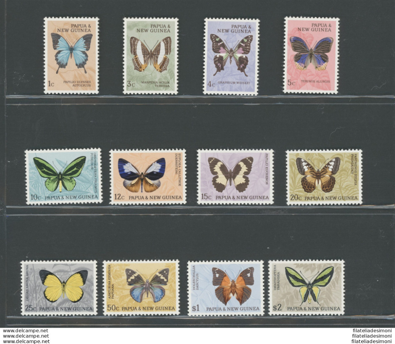 1966 - 67 PAPUA NEW GUINEA - Elisabetta, Farfalle, Yvert & Tellier N. 83/93 - 12 Valori MNH** - Butterflies