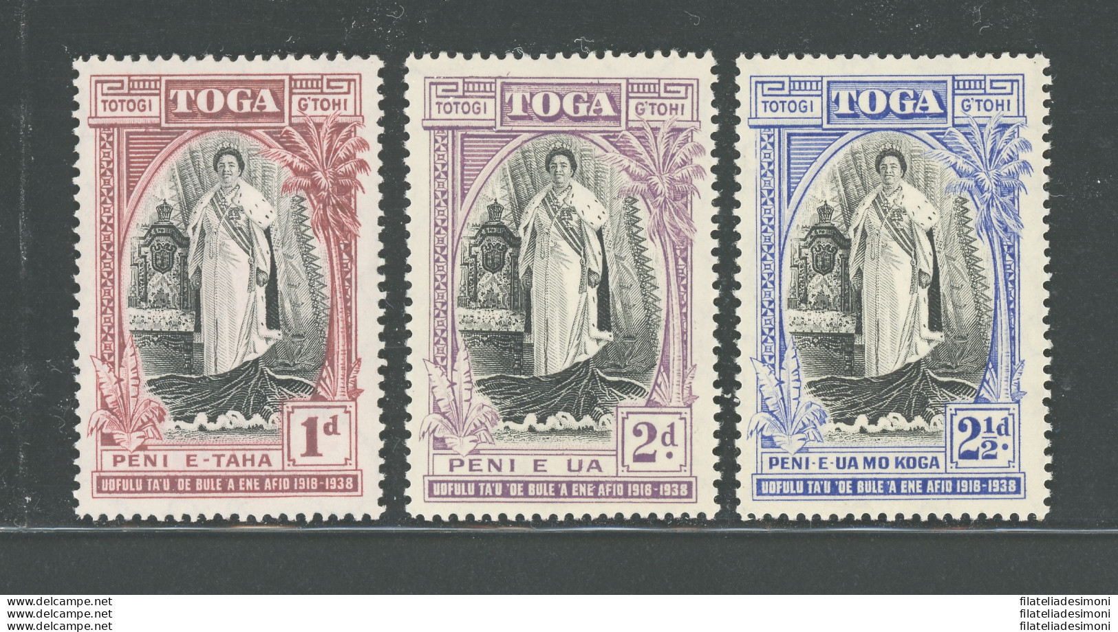 1938 TONGA - Stanley Gibbons N. 71/73 - 20 Anniversary Of Queen Salote's, 3 Val, MNH** - Autres & Non Classés