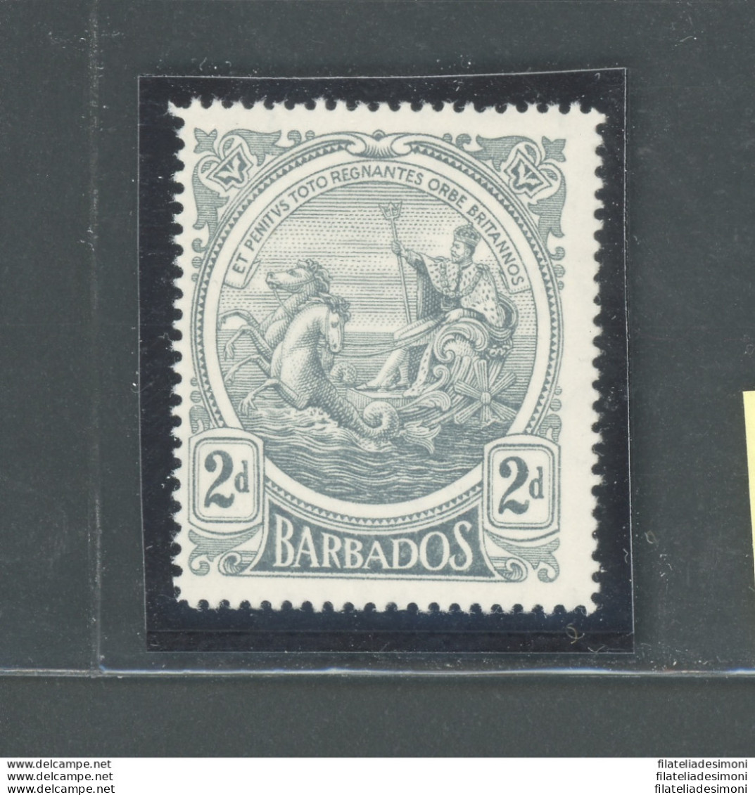1916-19 BARBADOS, Stanley Gibbons N. 184, 2d. Grey - MNH** - Autres & Non Classés