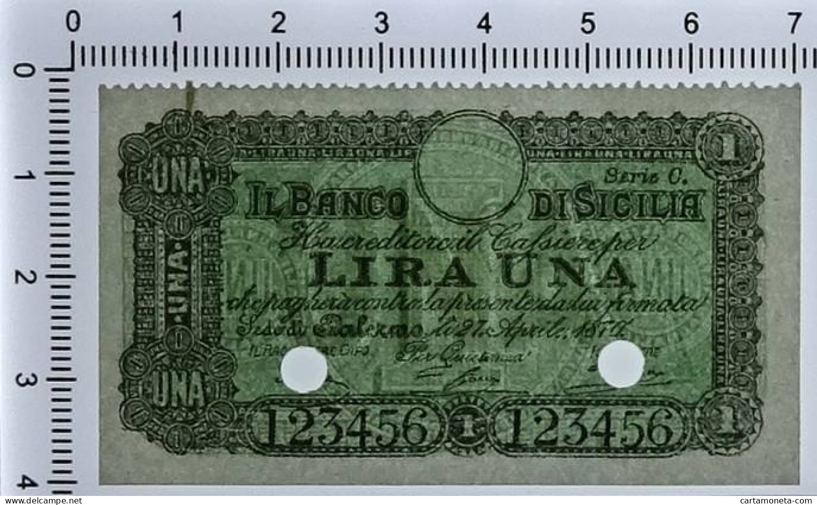 1 LIRA SPECIMEN BANCO DI SICILIA FEDE DI CREDITO 27/04/1870 FDS-/FDS - Sonstige & Ohne Zuordnung