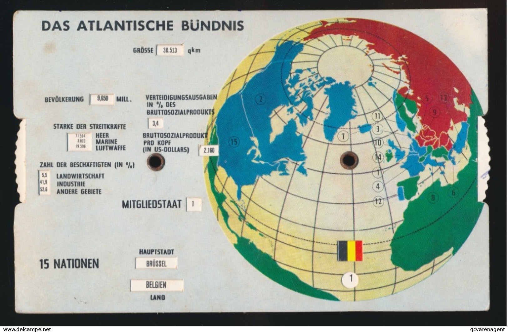 DAS ATLANTISCHE BÜDNIS  DIE NORATLANTIPAKT - ORGANISATION NATO - ZIVILE UND MILITÄRISCHE STRUKTUR - 17 X 11 CM - Dreh- Und Zugkarten