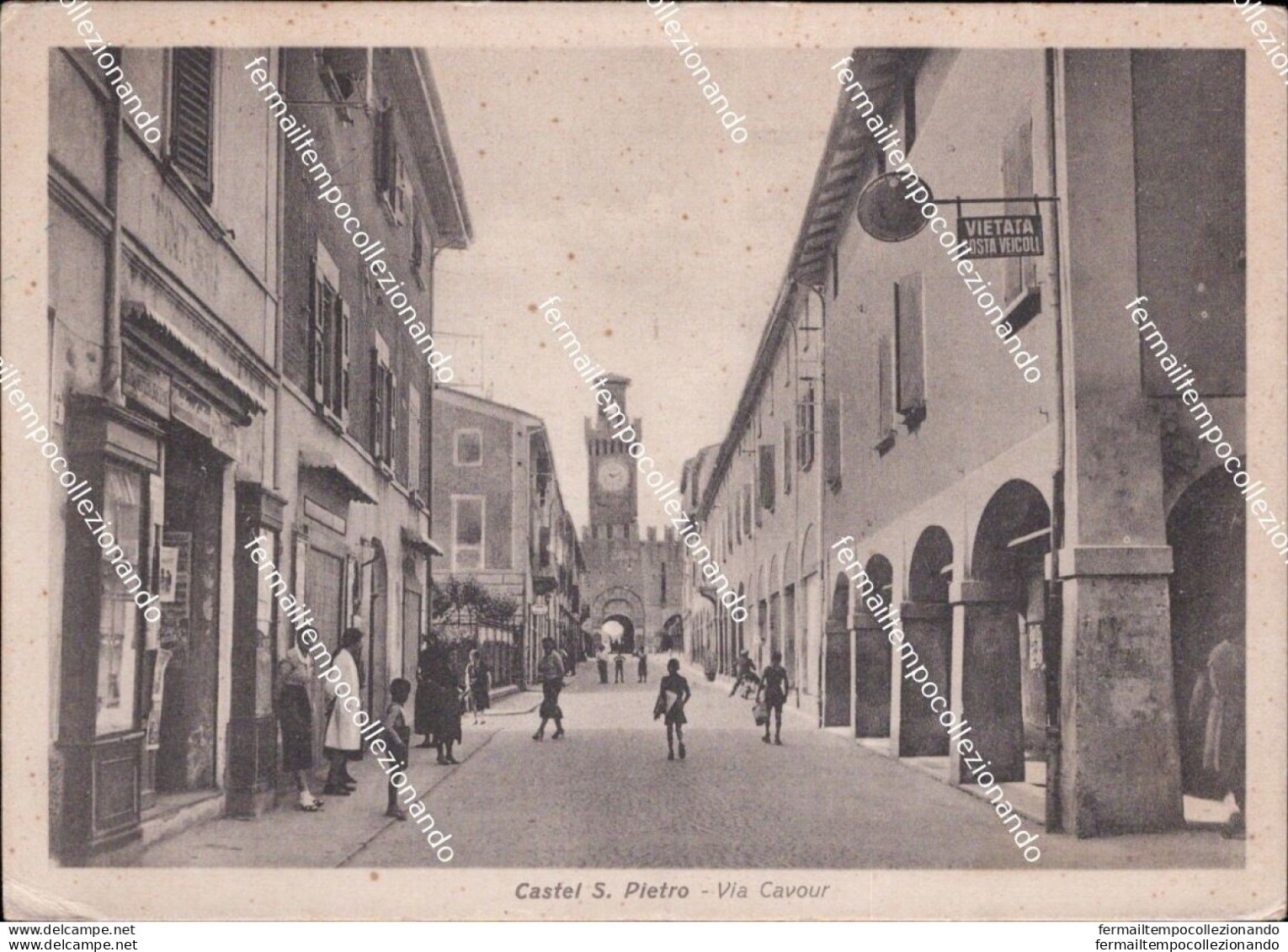 Bc705  Cartolina Castel S.pietro Via Cavour Provincia Di Bologna Emilia Romagna - Bologna