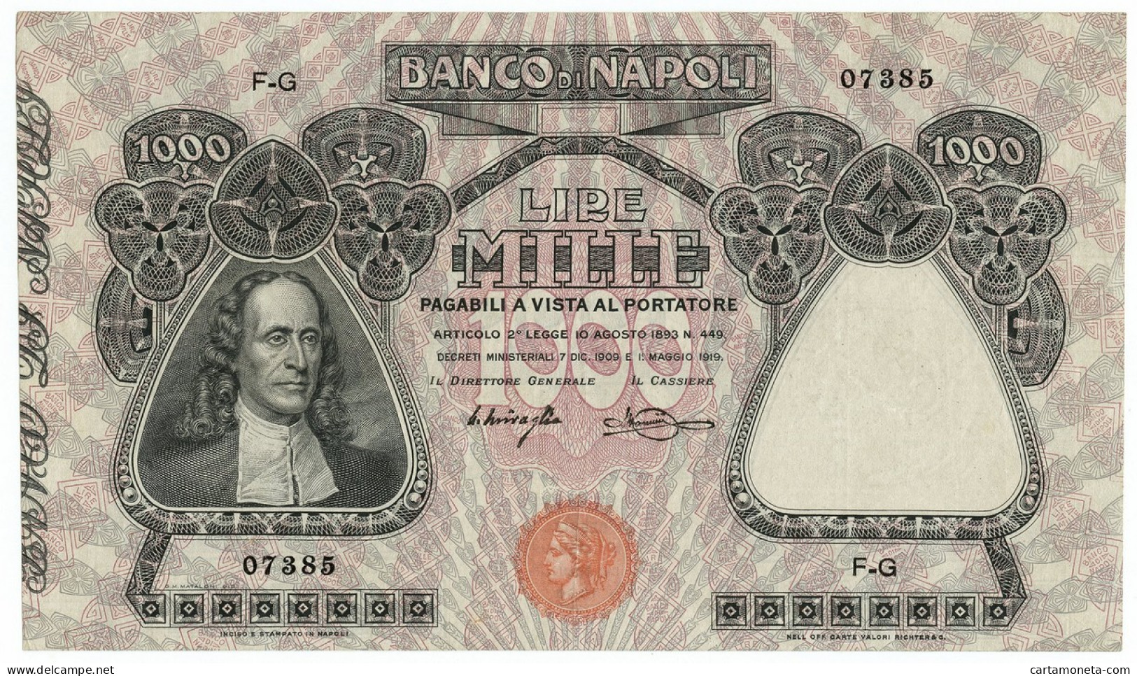1000 LIRE BANCO DI NAPOLI BIGLIETTO AL PORTATORE 31/05/1915 SPL - Autres & Non Classés